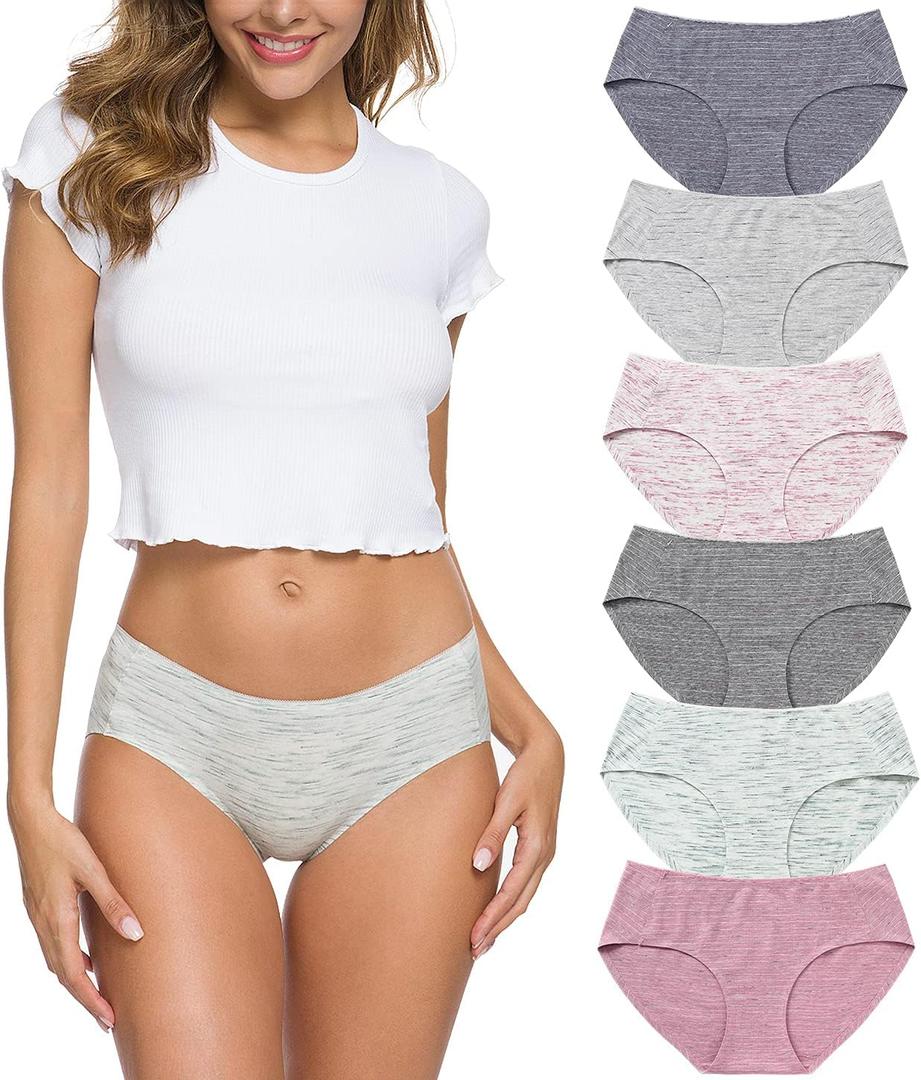 Wealurre Cotton Bikini Women's Breathable Panties Seamless Comfort Underwear (Medium, Stripe 2)