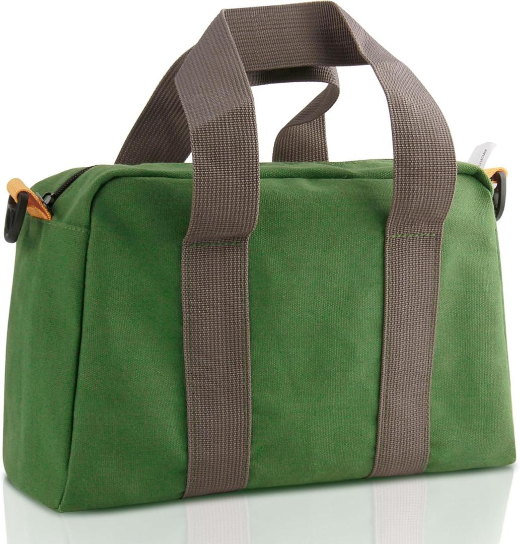 12 Inch Small Tool Bag, Canvas Tool Storage Bag, Large Capacity Multipurpose Zipper Soft Tote Organizer Pouch, for Electrician, Plumbing, Gardening,Tools Bags for Men (Green)