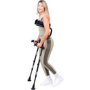 Ergobaum Dual(5' to 6'6'') Ergonomic Underarm Crutches (1 Pair) of Double-Function Shock Absorber Underarm Crutches with Arm Support (Black)