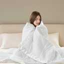 Madison Park Windom Down Alternative Blanket, Premium 3M Scotchgard Moisture Wicking Treatment, Lightweight and Soft Bed Cover For All Season, Satin Trim, White Full/Queen