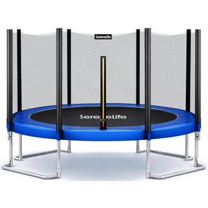 SereneLife Trampoline Outdoor 8FT 10FT 12FT 14FT with Enclosure Net, Ladder and Anti-Rust Coating - ASTM Approved Recreational Trampolines - Heavy Duty Yard Trampolines for Kids and Adults