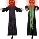 yosager 2Pack Halloween Decorations, 6 FT Lighted Standing Pumpkin Men, Ghost Jack-o-Lanterns with Stake, Battery Operated for Outdoor Haunted House Props Theme Park Party Decor