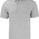 Cutter & Buck Mens Forge Eco Double Stripe Stretch Recycled Mens Big &Tall Polo (4X-Large Tall, Polished/White)
