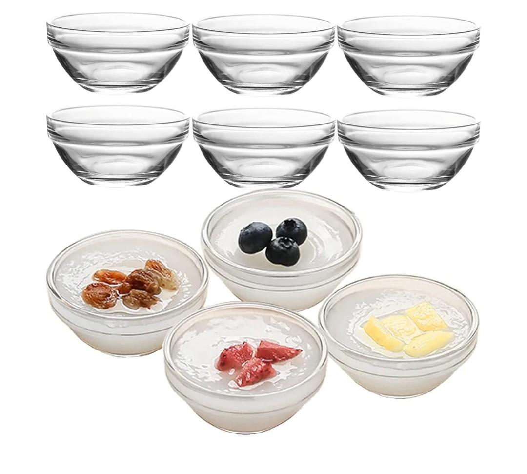 3in 2.5oz Small Clear Glass Ramekins Custard Bowls, 10 Pack Mini Glass Dipping Sauce Cups Pinch Bowl, Little Kitchen Condiment Ingredient Prep Salad Dishes, Dishwasher Microwave Freezer Safe