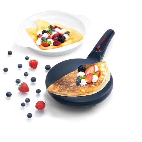 Gourmia 8” Electric Crepe Maker – Nonstick Ceramic Surface, One-Touch Operation, Includes Batter Tray, Compact & Easy to Clean, Crepe, Pancake & Tortilla Maker