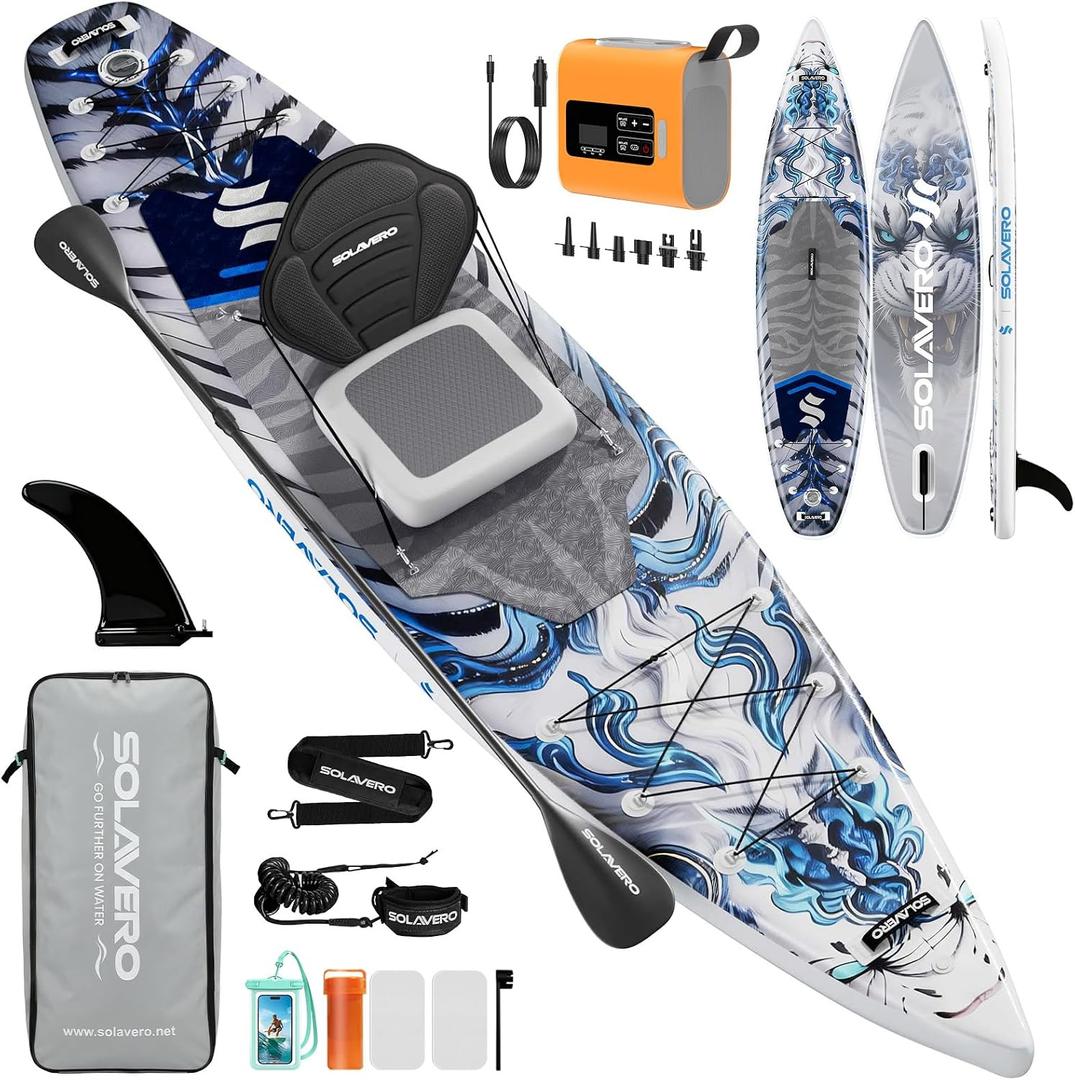 SOLAVERO 12’5” × 33" Inflatable Stand Up Paddle Board with Kayak Seat