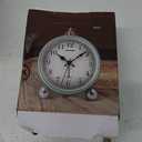 Peakeep 4" Small Battery Operated Antique Retro Analog Alarm Clock for Room Decor, Silent Elegant Bedside Desk Table Gift Clock (Aqua)