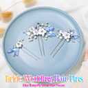 Heread Flower Bride Wedding Hair Pins Silver Butterfly Bridal Hair Pieces Pearl Hair Accessories for Women (Pack of 3) (Silver)