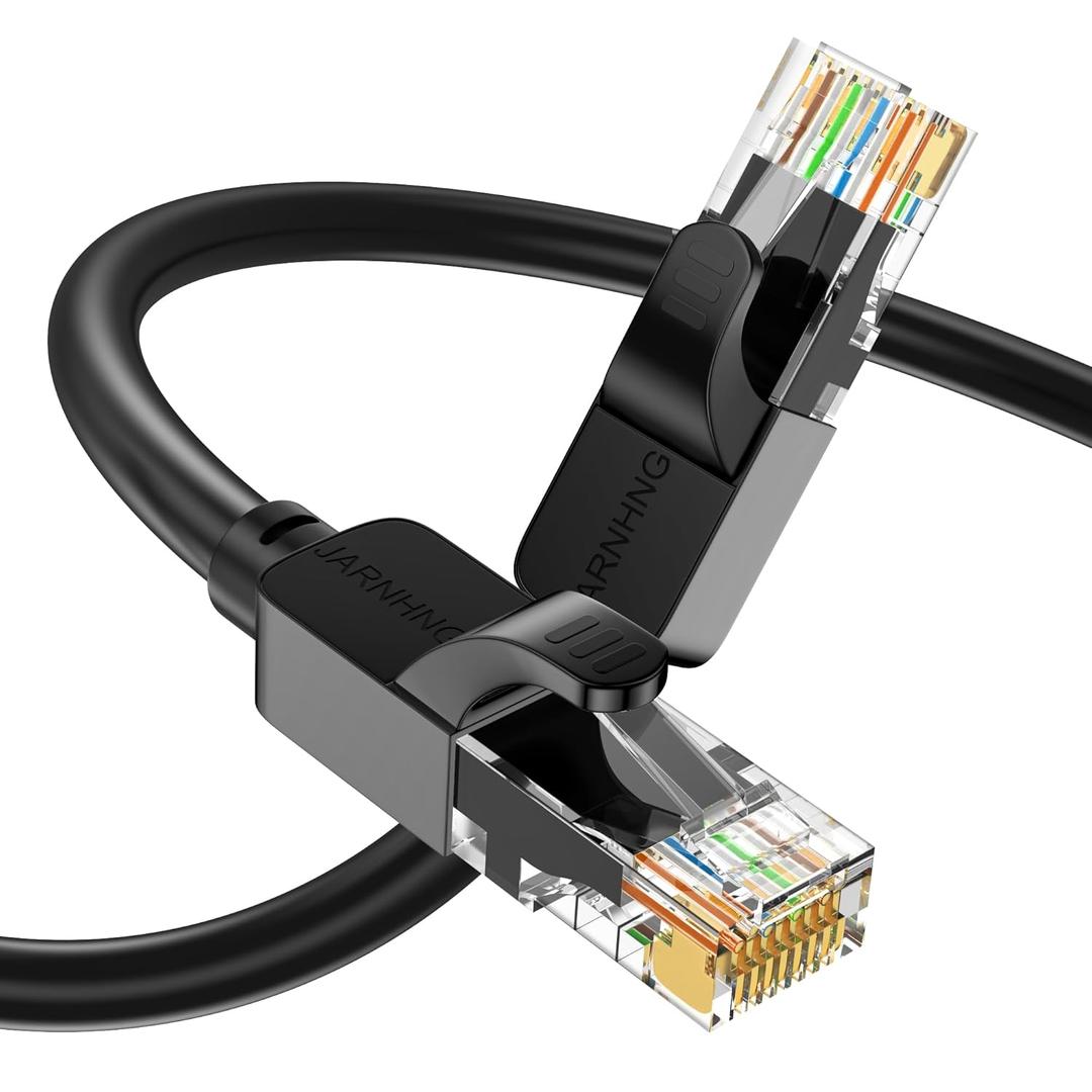 Cat 6 Ethernet Cable 1.5ft 3ft 6ft 10ft 15ft 20ft 30ft 40ft 50ft 100ft 150ft 200ft 300ft 500ft 1000ft, Indoor/Outdoor High Speed UTP 26AWG 10Gbps Internet Cable, Black RJ45 LAN Patch Cables