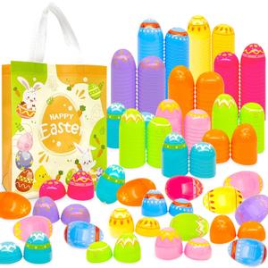 PARSUP 48Pcs 3.15'' Painted Jumbo Large Iridescent Easter Eggs for Kids Basket Bag Stuffers Fillers, Easter Hunt Game, Toys Filling Treats and Easter Theme Party Favors