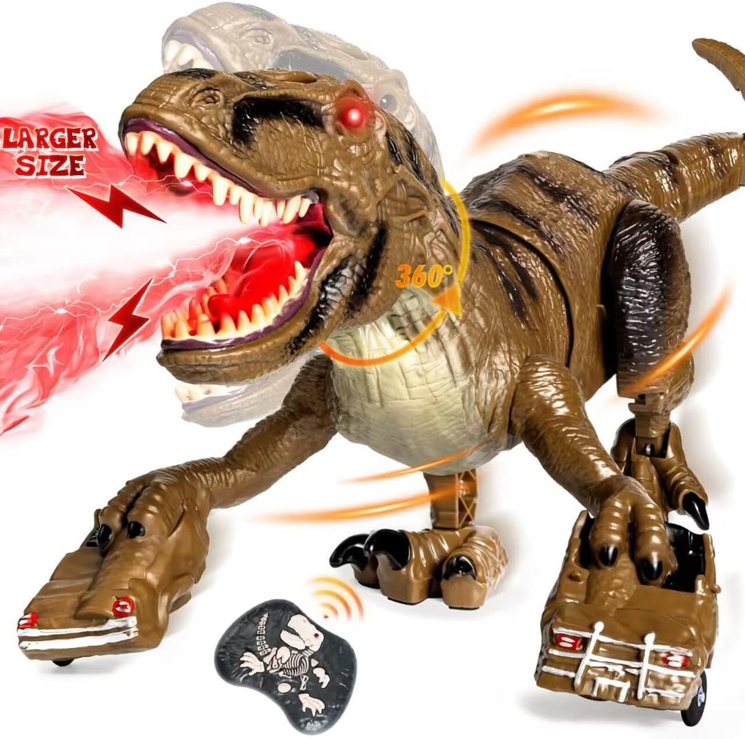 Remote Control Dinosaur Toys for Kids, Large Robot Dinosaur Toys with 360° Swaying Head & Spray, Roaring, Realistic Walking T-Rex Dinosaur Toy for Boys Girls, Best Gifts for Kids 3-5 5-7 8-12+