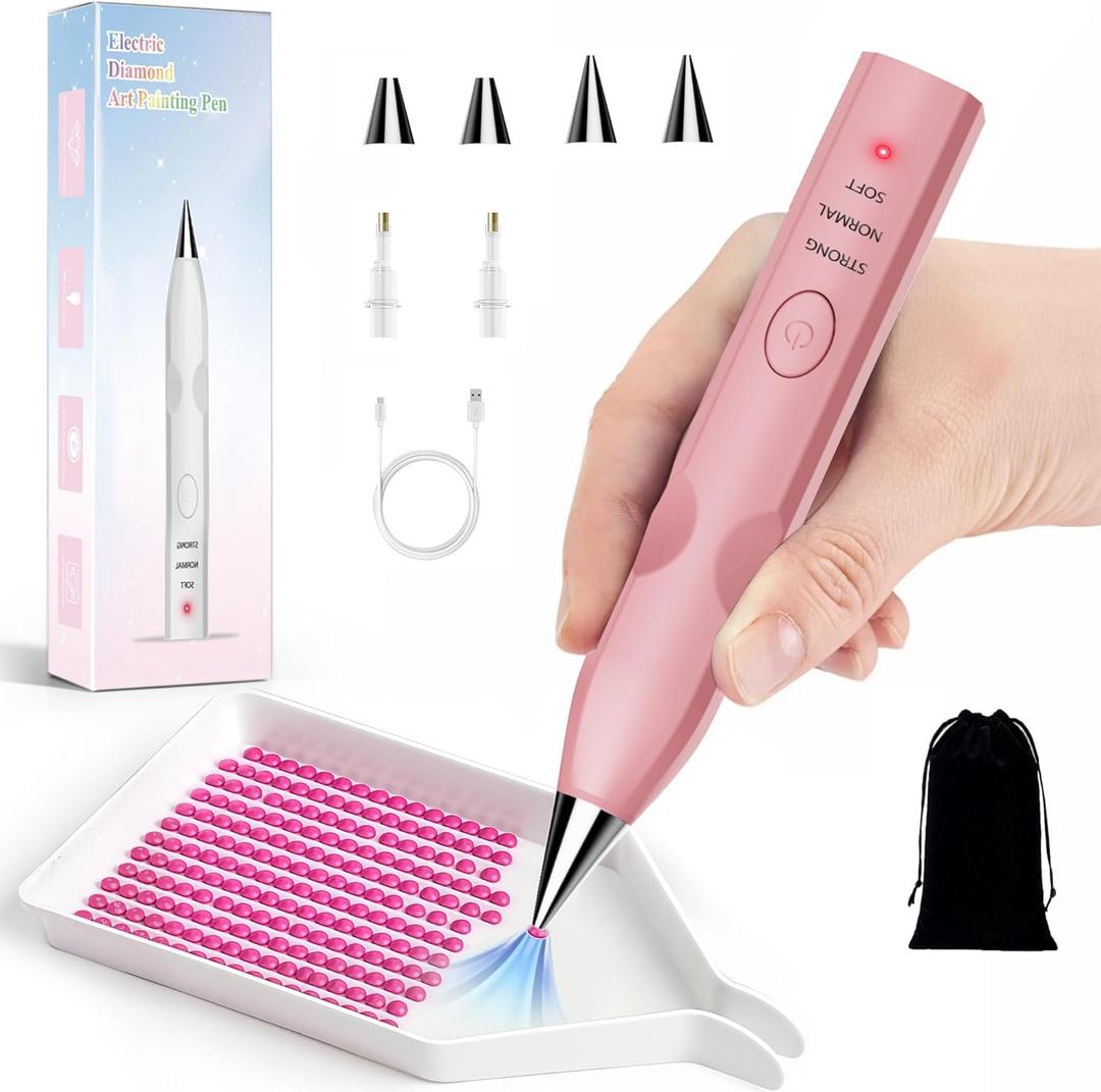 Electric Diamond Art Painting Pen with Vacuum Pump, 1000MAH, No Wax Needed, Lightweight Design, 3 Adjustable Suction Mode & Rechargeable, DIY Diamond Art Accessories and Tools