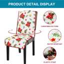 H.VERSAILTEX Dining Chair Covers Christmas Decorations Chair Cover Water Resistant Chair Cover for Dining Room Set of 4 Parson Chair Slipcovers Washable Chair Protectors Covers,Red Poinsettia/Beige