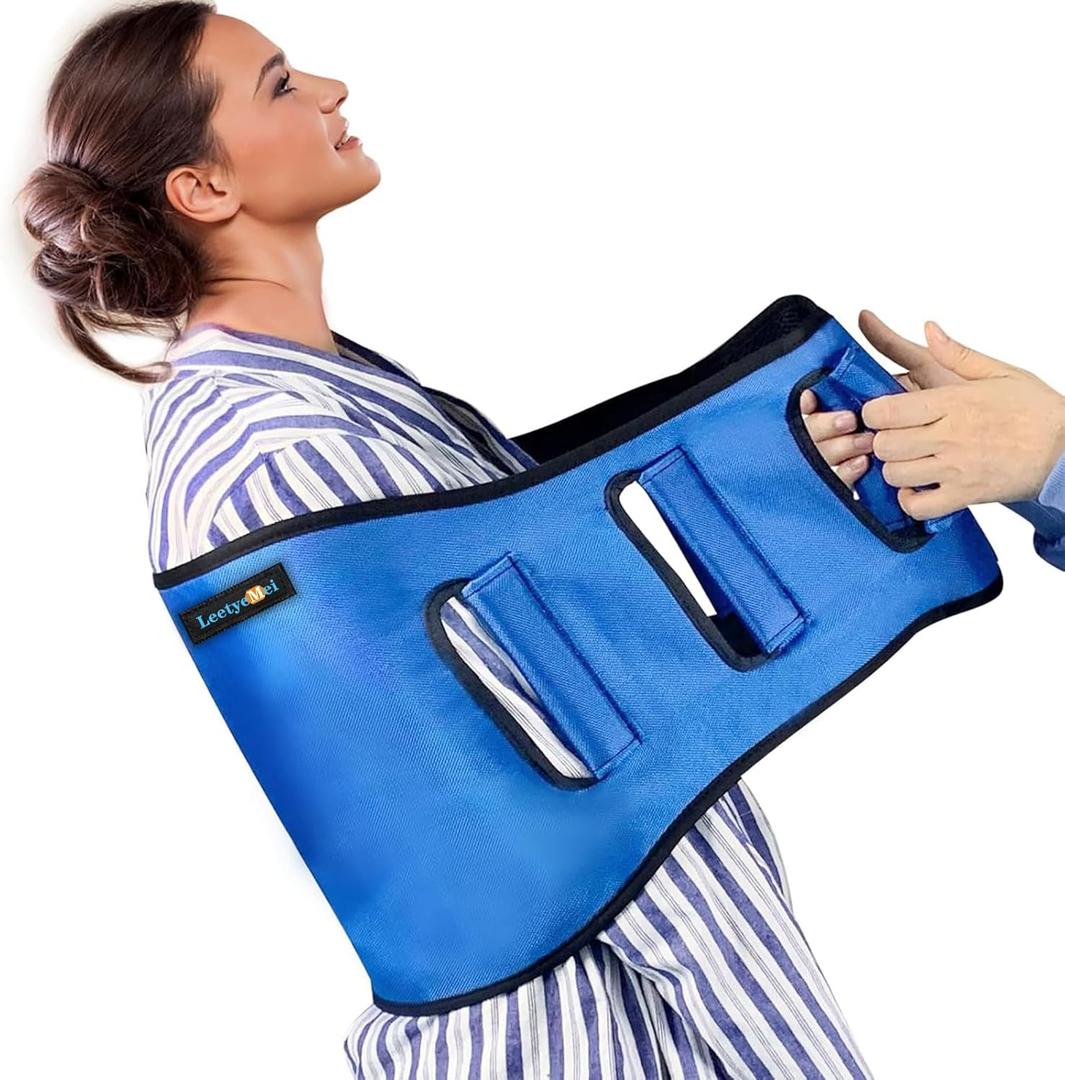 Transfer Belt Transfer Sling - Padded Gait Belt - Heavy Duty Patient Lift, Mobility Standing and Lifting Aid for Disabled, Elderly, Injured - Safely Move from Bed and Wheelchair (Blue)