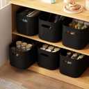 ORGIDOL 8 Pack Black Storage Bins with Lids Stackable Storage Container for Organizing, Black Storage Boxes with Handle for Shelves, Cute Organizer Bins for Craft, Snacks, 9.85x6.9x5.7 inch