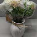 Peonies Artificial Flowers in Vase, Fake Hydrangea Silk Peony Flower Bouquet with Vase Faux Flowers Arrangement Decor Home Table Dining Room (White)
