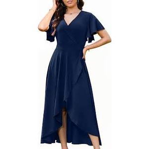 WEACZZY Women's Summer Short Sleeve Casual Dresses V-Neck Floral Party Dress with Pockets XL