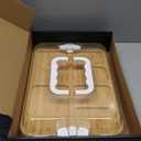 Charcuterie Board with Lid and Handle, Portable Bamboo Snackle Box, Build-a-Board Cutting with Compartments for Charcuterie Snacks Parties,Travel,Picnics, Ideal Gift (White) (15.2"L x 11.3"W)