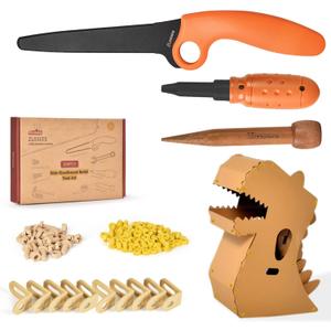 Cardboard Construction Tool Kit 163 Pieces-Educational Toys for at-Home Play + Classroom Learning | Reusable Cardboard Tools for Kids