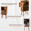 Wooden LP Record Player Stand, 3-Tier Turntable Stand Cabinet Holds up to 100 Albums, Metal Record Storage Holder and Organizer Table, Mid-Century Modern Record Player Holder for Living Room & Bedroom