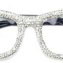 bullabulling Oprah style Bling Rhinestone Square Reading Glasses For Women Shiny Diamond Blue Light Blocking Eyeglasses Z05 (clear, 1.5, x)