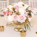 4 Pcs Gold Urn Vases for Centerpieces 6 Inch Hammered Compote Bowl Vases Set for Wedding Vintage Metal Vase Table Decoration with Anti-Slip Mat for Christmas Anniversary Party