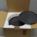 LERATIO Dinner Plates,Ceramic Dinner Plates Set of 6,10.75 inch Large ceramic plates,Modern Shape Dinnerware Dishes Set for Kitchen, Microwave & Dishwasher & Oven Safe-Coffee Rim (Roasted Sesame-Brown Rim)