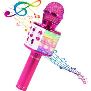 BlueFire 4 in 1 Karaoke Wireless Microphone with LED Lights, Portable Microphone for Kids, Great Gifts Toys for Kids, Girls, Boys and Adults (Purple)