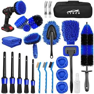 25 Pcs Car Detailing Brush Set, Car Detailing Kit, Car Detailing Brushes, Car Cleaning Kit, Car Windshield Cleaning Tool, Professional Car Care kit - Car Wash Brush kit for Interior Exterior Wheels