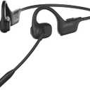 LOBKIN Open Ear Headphones with Mic, Bluetooth Headset with Noise Cancelling Microphone and Multipoint Connect, Wireless Bluetooth 5.3 Headset for Work Call Meeting Driving (Black)