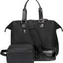 Weekender Bag with Shoe Compartment Travel Tote Overnight Bag, Black (Personal Item - 17 Inch)