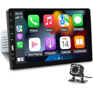 9inch Single Din Touchscreen Car Stereo Compatible with Apple Carplay and Android Auto, Bluetooth Car Radio with Backup Camera