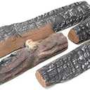 Skyflame Gas Fireplace Logs - 3 Small Pcs Ceramic Wood Logs and Accessories for All Types of Indoor Gas Inserts, Ventless, Propane, Gel, Ethanol, Electric or Outdoor Fireplaces & Fire Pits