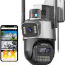 PTZ Security Camera Outdoor, Dual Lens 8X Digital Zoom Outside Cameras for Home Security with Cord, IP66 Waterproof, AI Tracking, Light Alarm, Color Night, 2-Way Talk, 24/7 Record,SD/Cloud