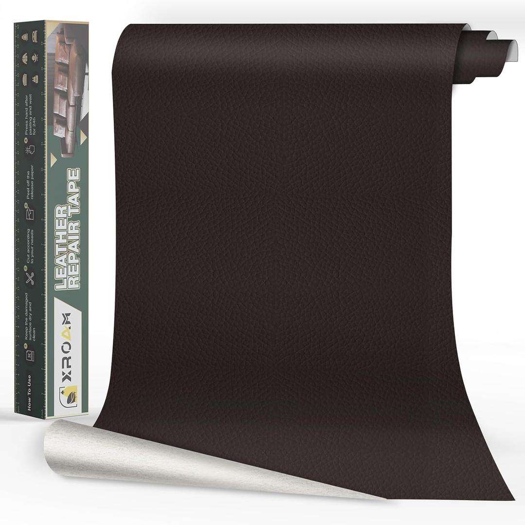 Leather Repair Tape, 23.6x79 inch Leather Patches for Furniture, Self Adhesive Leather Repair Patch for Sofas, Couches, Leather Covers, Seats, Chairs, Vinyl Repair Tape Dark Brown