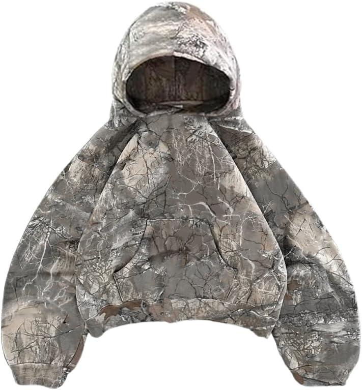 Vhitler Oversized Leopard Print Hoodie Cheetah Print Streetwear 2000s Pullover Sweatshirt Hooded Y2k Graphic Hoodies (XXL)