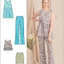 2 x Simplicity SS9611D5 Misses' Pullover Tunic, Crop Top, Boot Leg Pants, and Bermuda Shorts Sewing Pattern Packet, Design Code S9611, Sizes 4-6-8-10-12