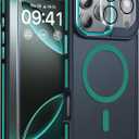 Magnetic 3 in 1 for iPhone 17 Pro Max Case, [Omni-Directional Protection] with 1x Screen Protector + 1x Camera Cover, [Seamless Work with Magsafe] Protective Silm Case for iPhone 17 Pro Max Green
