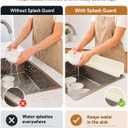 Food Grade Silicone Sink Splash Guard (23 Inch), 7 Strong Suction Cups Non-Slip Water Protector, Dishwasher Safe & Cuttable for Kitchen/Bathroom Countertops(Cream)
