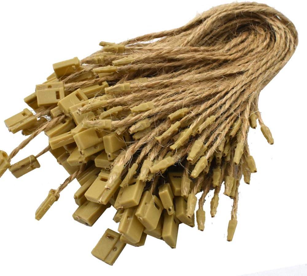 500 Pcs Hemp Twine Hang Tag String Snap Lock Pin Loop Fastener Hook Ties Easy and Fast to Attach