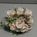 CYANLUX Wedding Bouquets for Bride Bridesmaid Bouquet Champagne White Artificial Roses Flowers for Wedding Valentine's Day Church Home Decoration (Champagne)