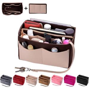 ZTUJO Purse Organizer Insert, Felt Bag Organizer with Metal Zipper, Handbag & Tote Shaper, For Speedy Neverfull Tote, 7 Sizes (X-Large, Coffee and Beige)