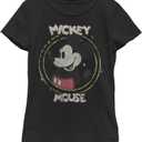 Disney Girls Characters Happy Mickey Girl's Solid Crew Tee (X-Large, Black)