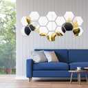 Shappy 32 Pcs Hexagon Mirror Wall Stickers Removable Silver Acrylic Mirror Stickers Honeycomb Decals for DIY Home Art Bedroom Living Room Wall Decoration(12.6 x 11 x 6.3 cm)