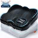 Gel Seat Cushion with Ergonomic Zoning, Thicken Pressure Relief Gel Cushion for Office Chair, Car Seat, Wheelchair & Kayak, Breathable Waterproof, Upgrade Non-Slip Airy Cover (X-Large(16.9*14.5*2.75in, Black)