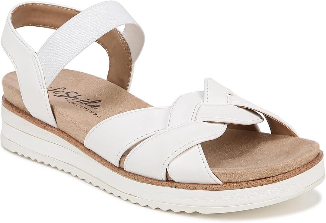 LifeStride womens Zuri Ankle Strap Sandals (9, White)