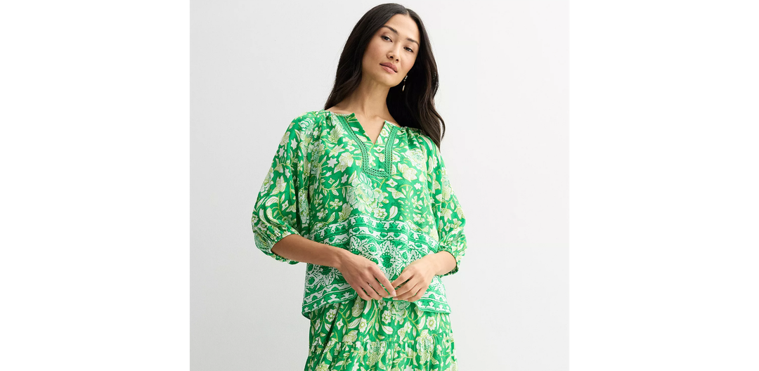 Women's Farmers Market 3/4-Sleeve Woven Top Medium