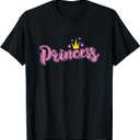 Princess with Crown and Heart Girl T-Shirt, L