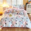 Flower Duvet Cover Queen Size, Pink Tulips Bed Set, Soft Microfiber 3 Pieces with 2 Pillow Shams, Plush Fluffy Flowers Comforter Covers for Girls Kids Teen Women (No Comforter)
