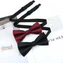 3 x Medsuo Men's Bow Tie, Pre-tied Bowtie Wave Bow Tie, Adjustable Neck Strap for Wedding Party Prom (Black)